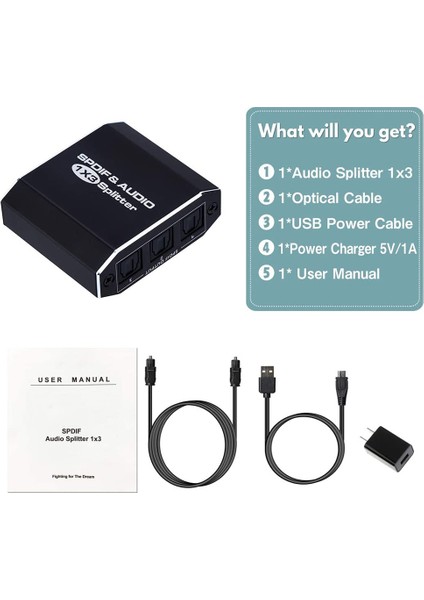 Dijital Optik Audio Splitter 1x3 Spdıf Toslınk Optik Fiber Audio Splitter 1&#39 De 3 Out Alüminyum Alaşım (Yurt Dışından) indirimleri