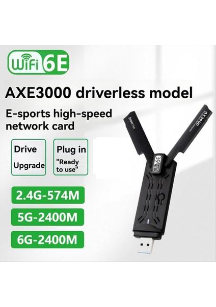 AXE3000 Wifi 6e USB Kablosuz Adaptör Tri-Bant 2.4g/5g/6g Wi-Fi Ağ Kartı Pc Dizüstü Bilgisayar WIN10/11 (Yurt Dışından) fiyatları