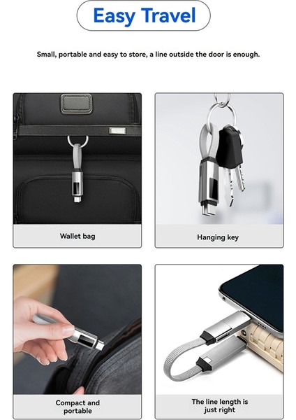 100W Anahtarlık USB Tip-C Huawei /samsung Için Hızlı Şarj Veri Kablosu MacBook Gümüş Için Anahtar Zincir Kısa Kordon Teli (Yurt Dışından) indirimleri