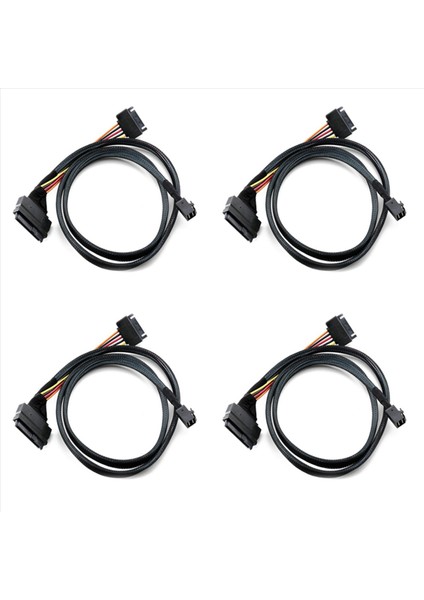 4x Dahili 12G Mini Sas Hd-U 2 / SFF-8643-SFF-8639 Kablo 0 5m 15 Pimli Sata Güç Kaynağı U 2 SSD Için Uygun (Yurt Dışından)
