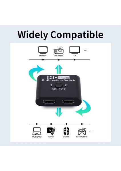 4K x 2k HDMI Uyumlu Anahtar Iki Yönlü 2 Bağlantı Noktaları Dizüstü Bilgisayar Için HDMI Ayırıcı Anahtarı Xbox Ps3/4 Tv Kutusu Adaptörü (B) (Yurt Dışından) fiyatları