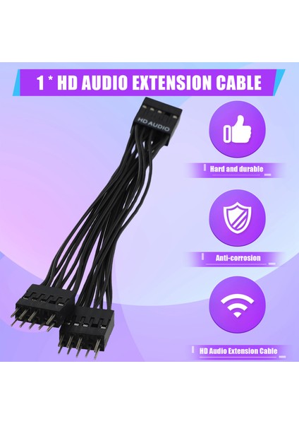 Anakart Audio Hd Uzatma Kablosu 9pin 1 Dişi - 2 Erkek Y Ayırıcı Kablosu Pc Için Siyah 10 cm (Yurt Dışından) fırsatları