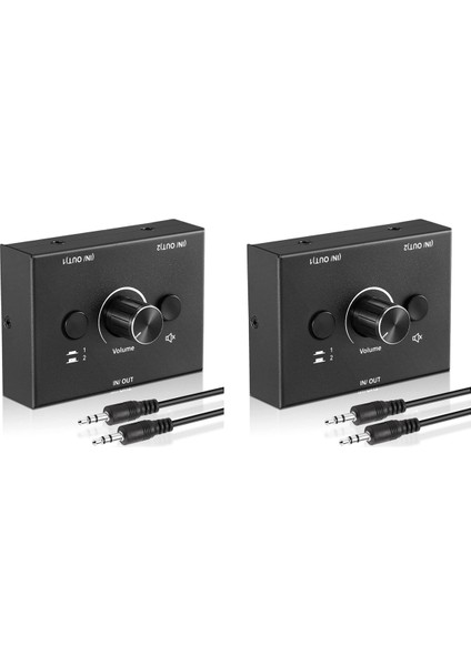 2 Set 3 5mm Ses Anahtarlayıcı 2 Giriş 1 Çıkış/1 Giriş 2 Çıkış Ses Dinlatıcı Anahtarıcı Anahtarlama Kutusu Tek Kezli Sabit Düğmesi (Yurt Dışından)
