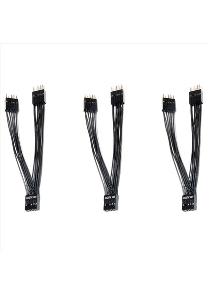 3x Anakart Audio Hd Uzatma Kablosu 9pin 1 Dişi - 2 Erkek Y Ayırıcı Kablosu Pc Için Siyah 10CM (Yurt Dışından)