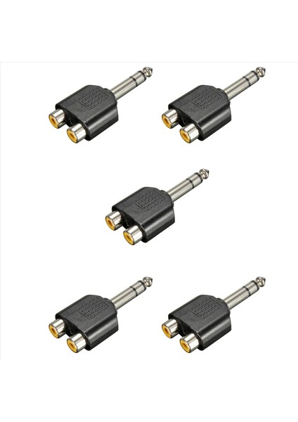 5pcs 6 35MM 1/4 Inç Erkek Stereo Ila 2 Çift Rca Dişi Y Sıfırlayıcı Ses Adaptör Dönüştürücü (Yurt Dışından)