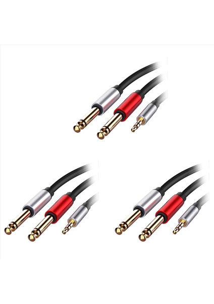 3pcs 3 5mm Ila Çift 6 5mm Adaptör Jakı Ses Kablosu 3 5 Ila 6 5 Aux Kordon 3 5 Gitar Mikser Amplifikatör Bas Için Jack Splitter (Yurt Dışından)