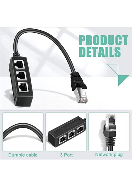 2x RJ45 Ethernet Splitter Adaptörü Ethernet Splitter 1 Ila 3 Ev Ofis Okul Ağı Genişletme (Yurt Dışından) fiyatları