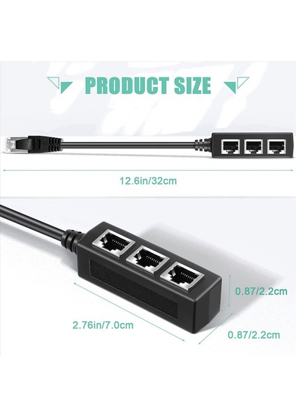 2x RJ45 Ethernet Splitter Adaptörü Ethernet Splitter 1 Ila 3 Ev Ofis Okul Ağı Genişletme (Yurt Dışından) fırsatları