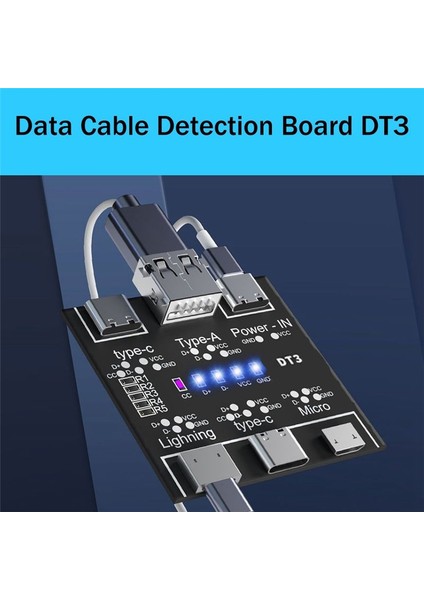 Ios Android Micro-Usb Tip-C Kısa Devre Anahtarı Algılama Kartı Dt3 USB Kablo Test Cihazı (Yurt Dışından)