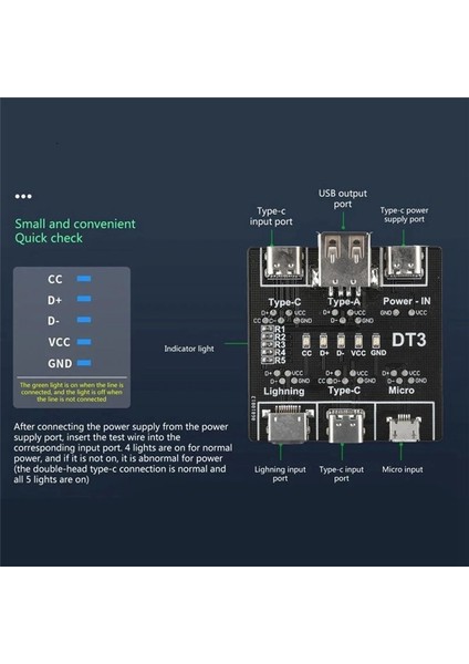 Ios Android Micro-Usb Tip-C Kısa Devre Anahtarı Algılama Kartı Dt3 USB Kablo Test Cihazı (Yurt Dışından) indirimleri