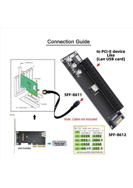 2x PCIE-SFF-8611 Adaptör Oculink SFF-8611 Ila Pcıe Pcı-Express 16X 4x Adaptör Sata Güç Bağlantı Noktasına Sahip (Yurt Dışından) indirimleri