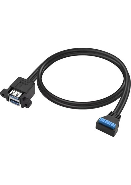 90 Derece Yukarı/aşağı Açısı USB 3 0 19/20PIN-ÇIFT Usb-A Dişi Bağlantı Noktası Adaptör Kablosu Anakart Iç Uzatma Kablosu B (Yurt Dışından)
