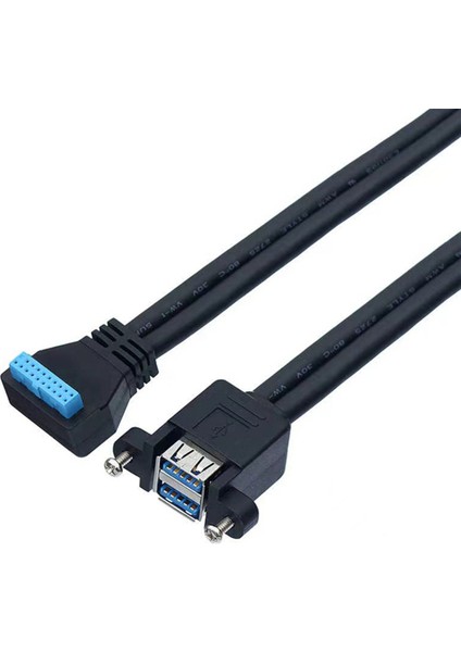 90 Derece Yukarı/aşağı Açısı USB 3 0 19/20PIN-ÇIFT Usb-A Dişi Bağlantı Noktası Adaptör Kablosu Anakart Iç Uzatma Kablosu B (Yurt Dışından) modelleri
