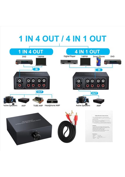 4 Bağlantı Noktası Iki Yönlü R L Rca Ses Değiştirici Kutusu Ses Döner Anahtar Fişi ve Tv Oyun Konsolu Için Ses Ayırıcı Çalma (Yurt Dışından) fiyatları