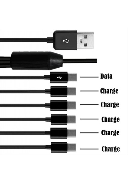 6 Arada USB Tip C Splitter Cable C Veri Iletim Şarj Kablosu Telefon Tablet 1 5m (Yurt Dışından) modelleri
