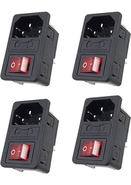 4x Giriş Erkek Güç Soketi Sigorta Anahtarı 10A 250V 3 Pin IEC320 C14 (Yurt Dışından)