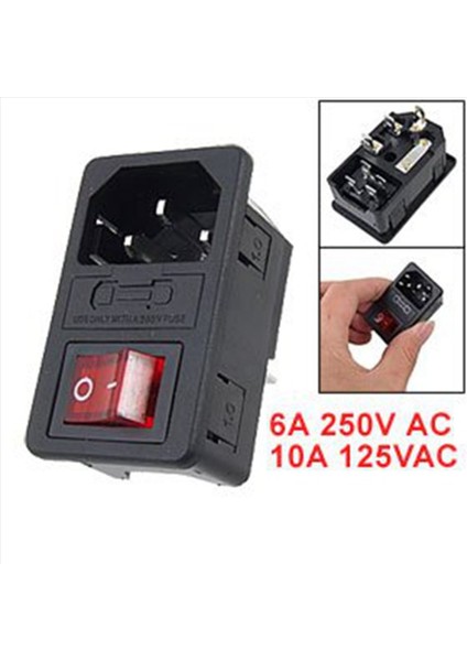 4x Giriş Erkek Güç Soketi Sigorta Anahtarı 10A 250V 3 Pin IEC320 C14 (Yurt Dışından) fiyatları