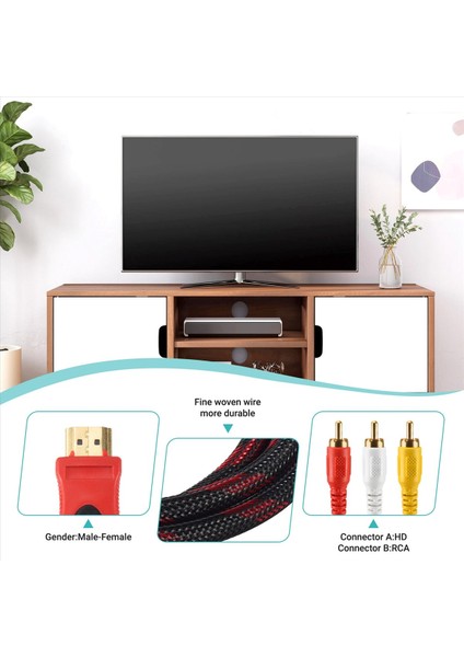 HDMI Erkek - Rca Video Ses Av Kablosu Adaptörü Ps3 Ps4 Için Xbox One Wii Için En Yeni (Yurt Dışından) fırsatları
