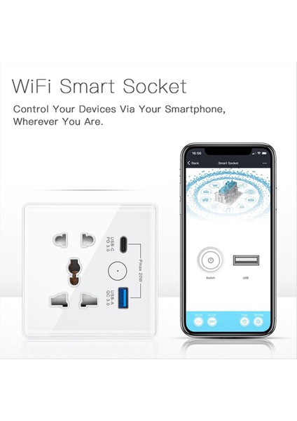 Tuya Smart Soketi Typec+Usb Hızlı Şarj Uzak Time Socket Wifi Akıllı Ingiliz Standart 86 Tip Soket B (Yurt Dışından) modelleri