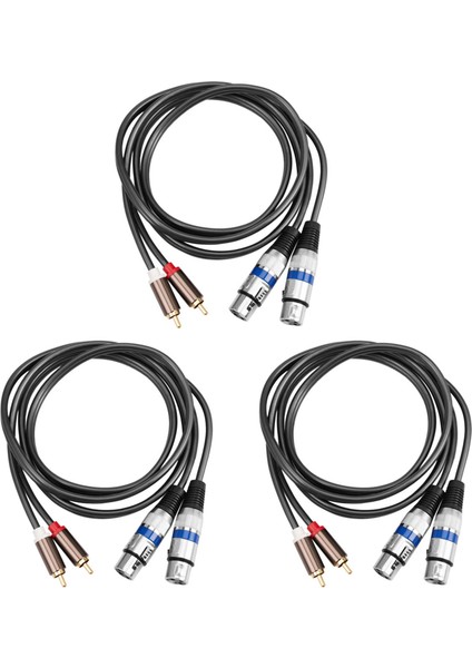 3x Hıfı Audio Kablosu 2 Rca Erkek - Xlr 3 Pın Kadın Kazanım Konsolu Amplifici Çift Xlr Ila Çift Rca Kablo 1 5m (Yurt Dışından)
