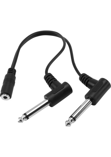 3 5mm Mini 1/8 Inç Trs Stereo Dişi Kriko - Çift 1/4 6 35MM Erkek Fiş Mono Ts Sağ Açılı Ses Adaptör Y Ayırıcı Kablosu (Yurt Dışından)