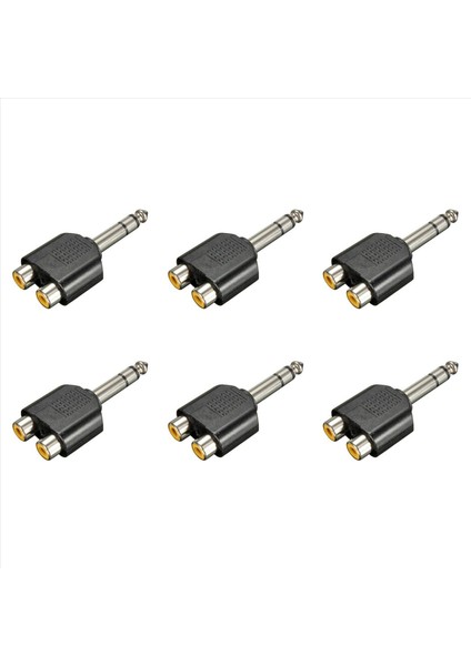 6pcs 6 35MM 1/4 Inç Erkek Stereo Ila 2 Çift Rca Dişi Y Splitter Ses Adaptör Dönüştürücü (Yurt Dışından)