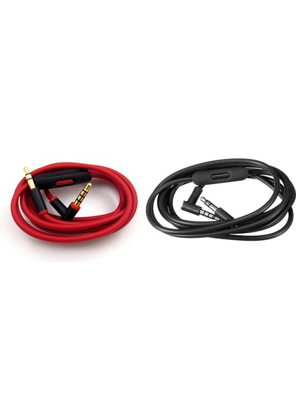 Beats Studio Executive Mixer Solo Hd Kablosuz ve Pro Kulaklıklar Için 2x Uzaktan Talk Ses Kablosu (Siyah+Kırmızı ve Siyah) (Yurt Dışından)