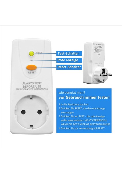 2x 16A Gfcı Sızıntı Koruma Fişi Rcd Soket Devre Kesici Kesme Anahtarı Güvenlik Kişisel Koruma Fişi Ab Fişi (Yurt Dışından) fiyatları