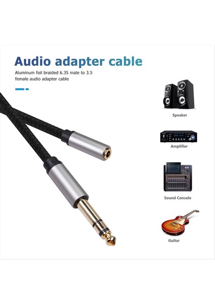 Ses Adaptörü 6 35MM 1/4 Erkek - 3 5mm 1/8 Amplıfıcers Gitar Klavye Piyano Ev Sineması 150CM Için (Yurt Dışından) fiyatları