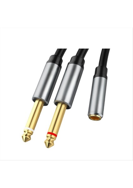 3 5 mm - Çift 6 5mm Kablo Adaptörü Erkek Mono 6 5 Jaktan Stereo - Mikser Amplifikatörü Için 3 5 Ses Kablosu DVD 6 35MM Adaptör A (Yurt Dışından)