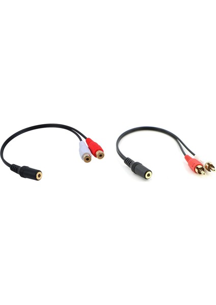 2 Adet 3 5mm Jack Dişi - 2 Dişi Jaklar Stereo Adaptör Ses Ayırıcı 2 Rca Jack Aux Stereo Ses Kablosu (Yurt Dışından)