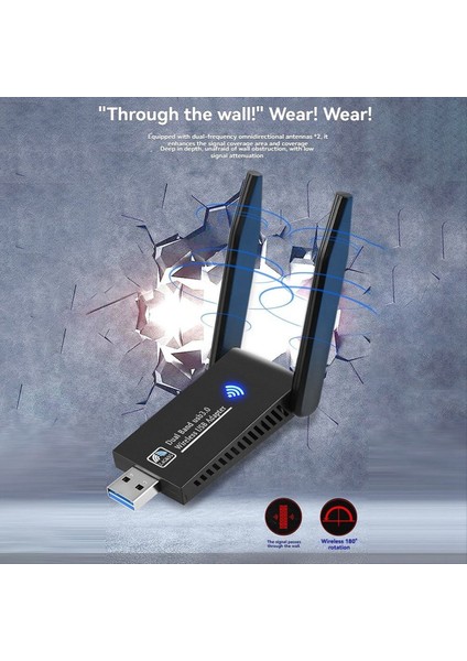 1300 Mbps USB 3 0 Wifi Adaptörü Kablosuz USB Dongle Çift Bant 2 4 Ghz 5 Ghz WIN10/11 Için Çift Antenler ile (Yurt Dışından) indirimleri