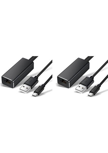 Fire Tv Stick Için 2x Mikro USB Ethernet Adaptörü 10/100 Mbps Google Chromecast Gen 2 Için RJ45 USB Ağ Kartına USB (Yurt Dışından)