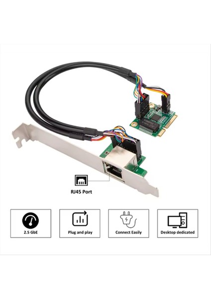 Mini Pcıe 2.5gb Ethernet Kartı 2.5gbase-T Gigabit Ağ Adaptörü 1 Bağlantı Noktası 2500MBPS RJ45 Lan Denetleyici Kartı (Yurt Dışından) fiyatları