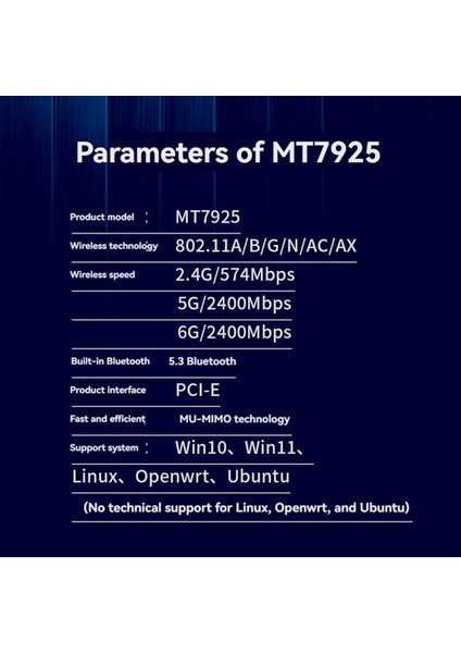 MT7925 Wifi 7 Pcı-E Adaptör Kartı Tri Bant 2.4g/5g/6ghz 5374MBPS Bt5.3 Masaüstü Kablosuz Ağ Adaptörü WIN11/10 Için (Yurt Dışından) indirimleri