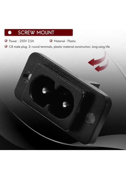 Siyah 2 Pin IEC320 C8 Vida Montajı Giriş Fiş Soketi Ac 250V 2 5A 6 Pcs (Yurt Dışından) fırsatları