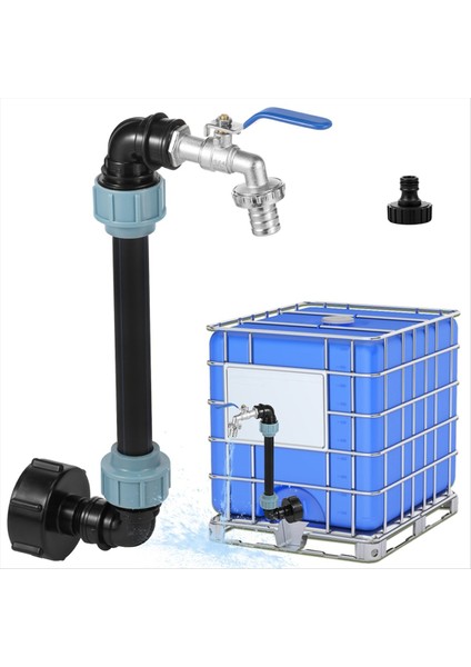 Ibc Tankı Gooseneck Adaptör Seti Pirinç Musluklu 1000L Yağmur Suyu Tankı Yağmur Ibc Konteyneri Için 3/4 Inç Çıkış Musluğu (Yurt Dışından) fiyatları