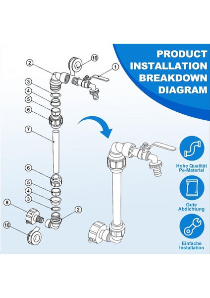 Ibc Tankı Gooseneck Adaptör Seti Pirinç Musluklu 1000L Yağmur Suyu Tankı Yağmur Ibc Konteyneri Için 3/4 Inç Çıkış Musluğu (Yurt Dışından) fırsatları