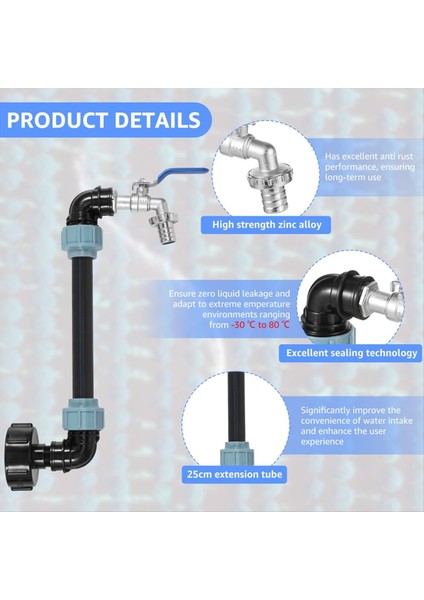 Ibc Tankı Gooseneck Adaptör Seti Pirinç Musluklu 1000L Yağmur Suyu Tankı Yağmur Ibc Konteyneri Için 3/4 Inç Çıkış Musluğu (Yurt Dışından) indirimleri