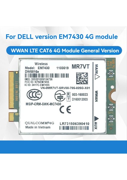 EM7430 Wwan Kartı+3xantenna DW5816E Cat6 Tel 4g Modülü M2 Iot Dell Latitude/wwan ile USB Adaptörüne Ilişkin Hassas Dizüstü Bilgisayar Için (Yurt Dışından) modelleri