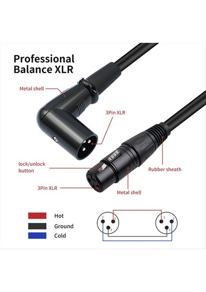 3 Pin Xlr Sağ Açılı Erkek - Kadın Fiş Mikrofon Mikrofon Ses Kablosu Kablosu Müzik Aletleri Aksesuarları (Yurt Dışından) modelleri