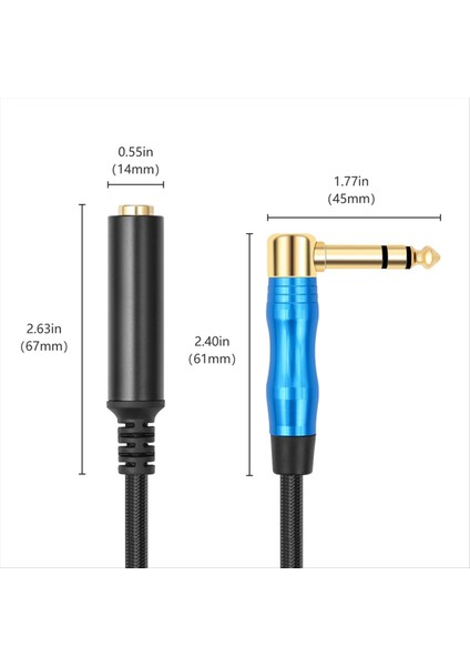 Sağ Açı 6 35MM Trs Stereo Erkek - Kadın Ses Kablosu Amplifikatörler Için Gitar Uzatma Kablosu Kablosu Kulaklık 30CM (Yurt Dışından) indirimleri