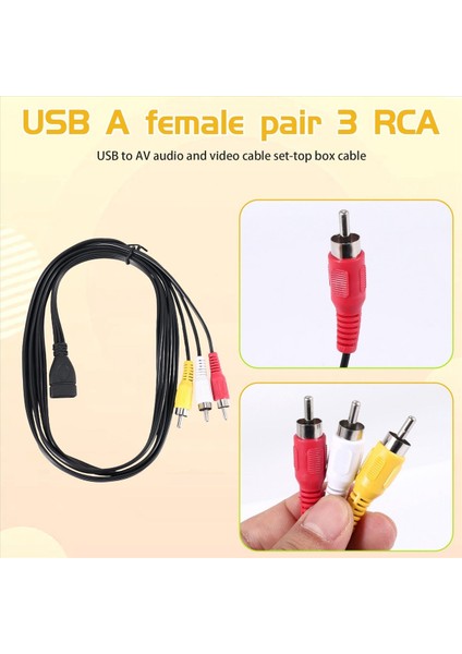 1 5m USB Bir Dişi - 3 Rca Fono Av Kablosu Kurşun Pc Tv Aux Audio Video Adaptörü (Yurt Dışından) indirimleri