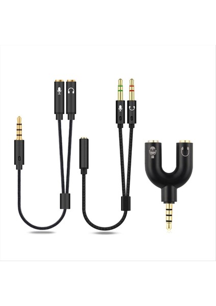 3 5mm Kulaklık Splitter Adaptörü (Mikrofon + Ses) Erkek Kadın Stereo Jak Y Hattı Akıllı Telefon Için Mp3 Mp4 Oynatıcı (Yurt Dışından)