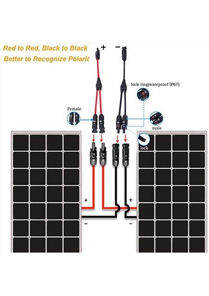 8x Güç Güneş Konektörü Y-Şube Kablosu Güneş Panelleri Için Güneş Kablosu Paralel Adaptörü (Yurt Dışından) modelleri