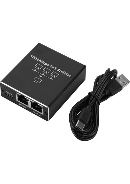 Gigabit RJ45 Splitter Ethernet Uzatma Adaptörü 1000 Mbps Ağ Konektörü Pc Dizüstü Kutusu Yönlendirici 1 Ila 3 (Yurt Dışından)