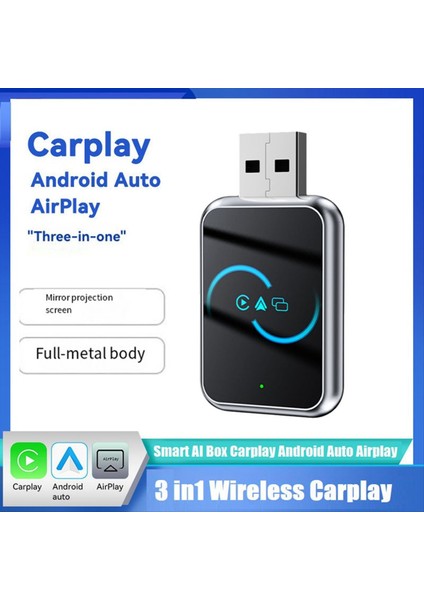 Kablosuz 3 In1 Carplay Airplay Carplay Apple Otomatik USB Dongle Adaptörü Bluetooth + Wifi Kablolu Carplay - Kablosuz A (Yurt Dışından) fırsatları