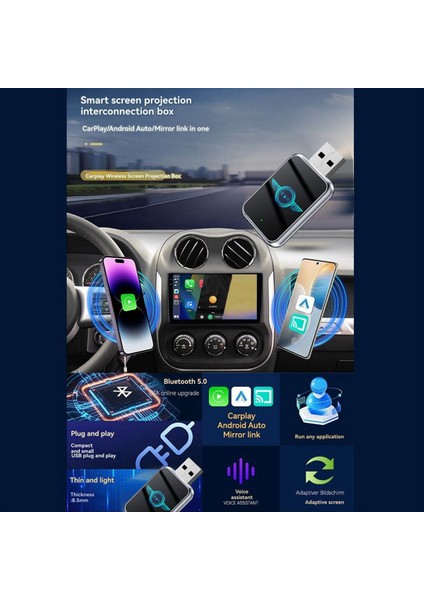 3 In1 Kablosuz Carplay Ayna Bağlantı Carplay Android Otomatik USB Dongle Adaptörü Bluetooth + Wifi Kablolu Carplay - Kablosuz A (Yurt Dışından) indirimleri