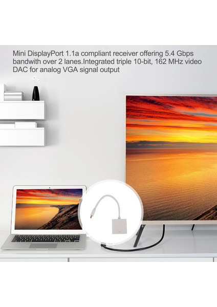 MacBook Air Pro iMac Mac Mini Thunderbolt Mini Displayport Ekran Port Mini Dp&#39 Den VGA Kablo Adaptörü 1080P (Beyaz) (Yurt Dışından) indirimleri