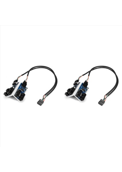 2x Anakart USB 2 0 9pin Başlık 1 Ila 4 Uzantı Hub Ayırıcı Adaptör Dönüştürücü 30CM 9 Pimli Dahili Kablo (Yurt Dışından)